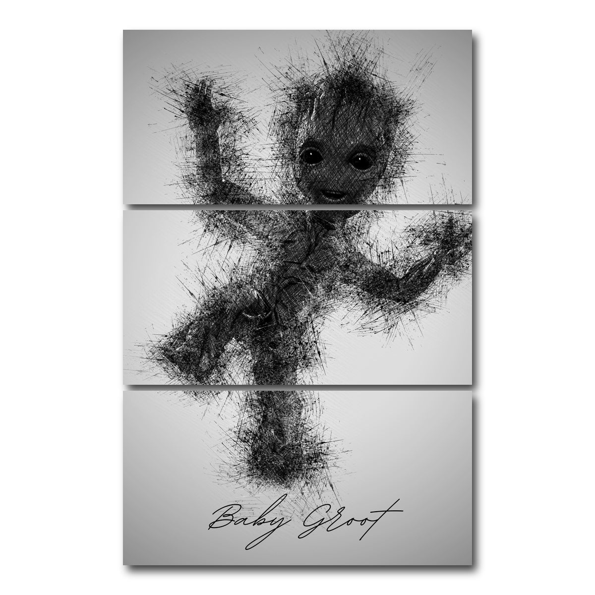 AUTO-MOCKUP WHITE | Baby Groot | 3 Piece | Gallery Wrap Canvas | group=12x24_stacked