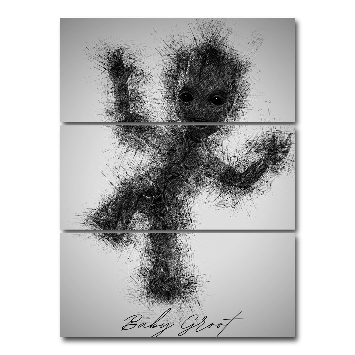 AUTO-MOCKUP WHITE | Baby Groot | 3 Piece | Gallery Wrap Canvas | group=8x18_stacked