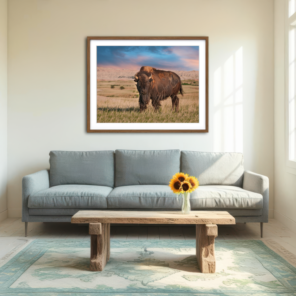 AUTO-MOCKUP ROOM | Badlands Bison Bull Wall Art