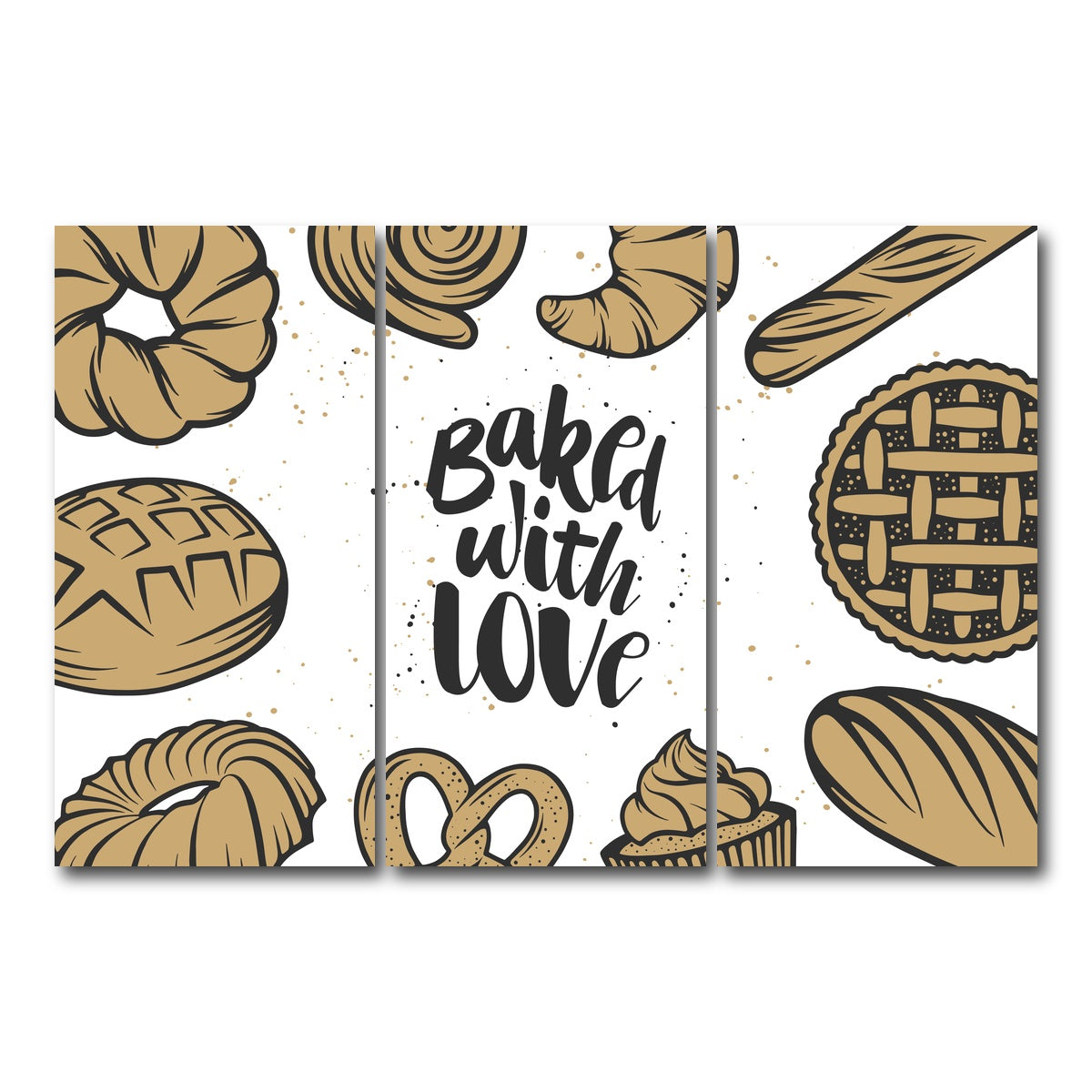 AUTO-MOCKUP WHITE | Baked With Love | 3 Piece | Gallery Wrap Canvas | group=12x24