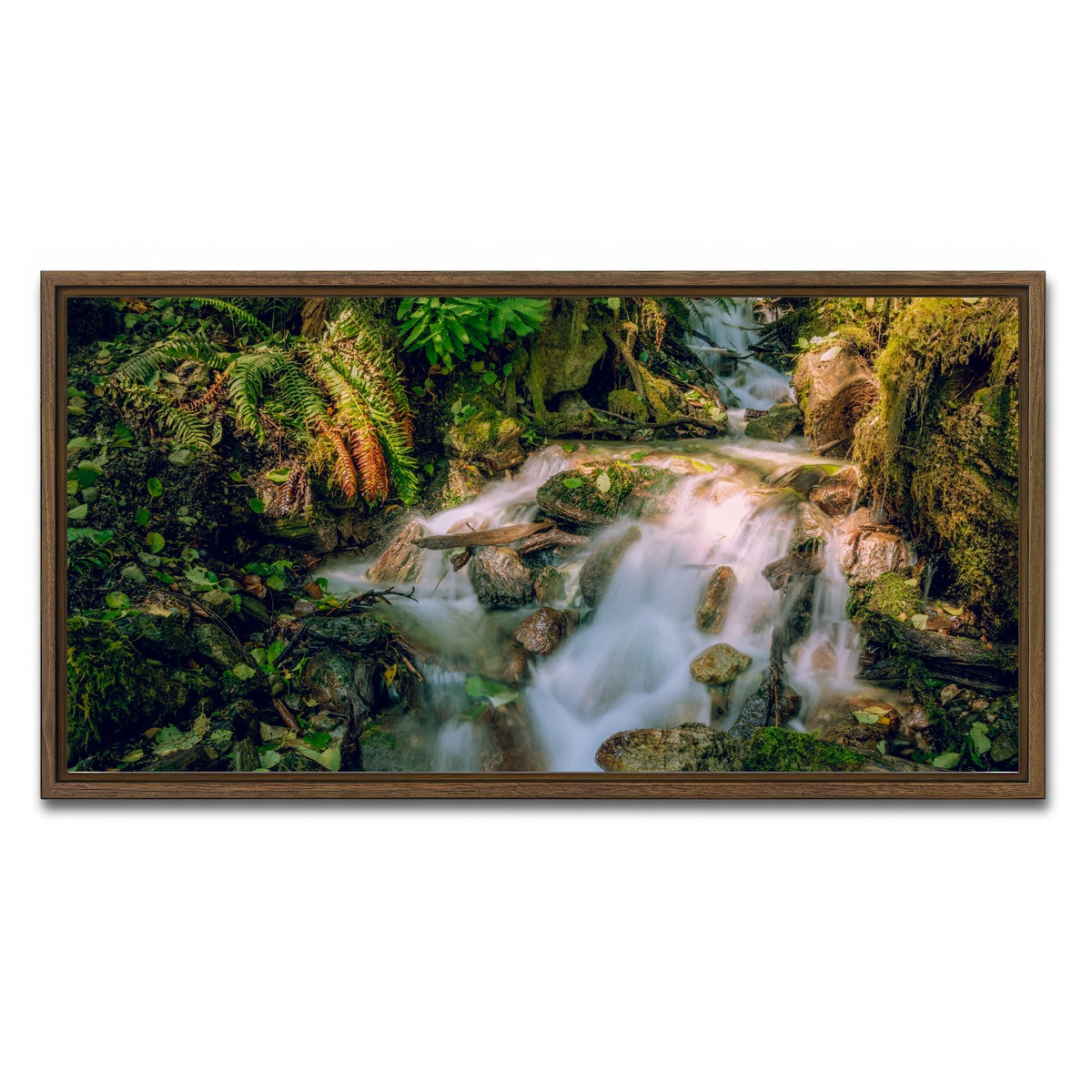 AUTO-MOCKUP WHITE | Baker Waterfall | 1 Piece | Walnut Framed Canvas | group=2x1