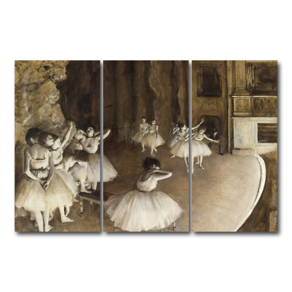 AUTO-MOCKUP WHITE | Ballet Rehearsal | 3 Piece | Gallery Wrap Canvas | group=12x24