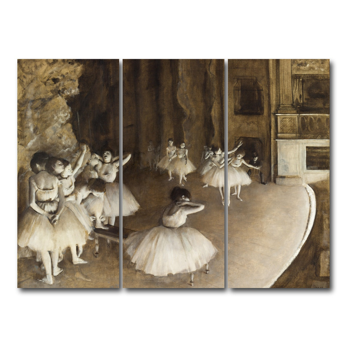 AUTO-MOCKUP WHITE | Ballet Rehearsal | 3 Piece | Gallery Wrap Canvas | group=8x18