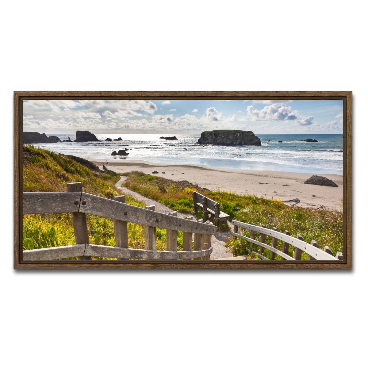 AUTO-MOCKUP WHITE | Bandon Beach | 1 Piece | Walnut Framed Canvas | group=2x1