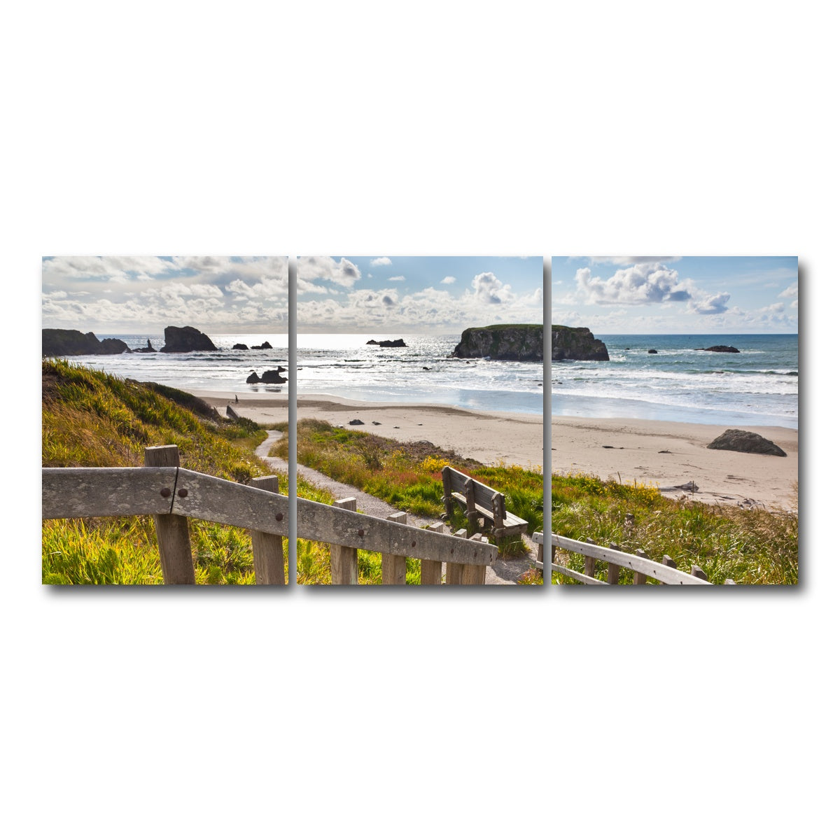 AUTO-MOCKUP WHITE | Bandon Beach | 3 Piece | Gallery Wrap Canvas | group=18x24
