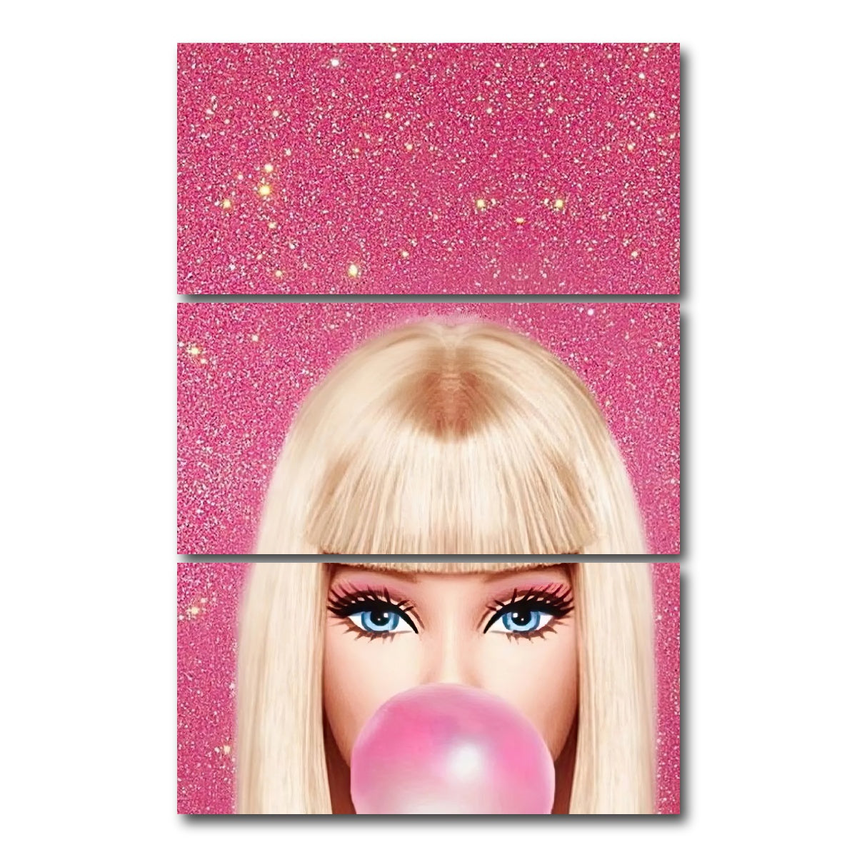 AUTO-MOCKUP WHITE | Barbie Bubble | 3 Piece | Gallery Wrap Canvas | group=12x24_stacked