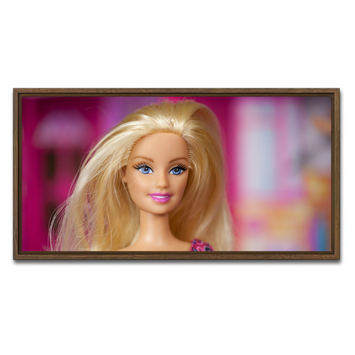 AUTO-MOCKUP WHITE | Barbie Doll | 1 Piece | Walnut Framed Canvas | group=2x1