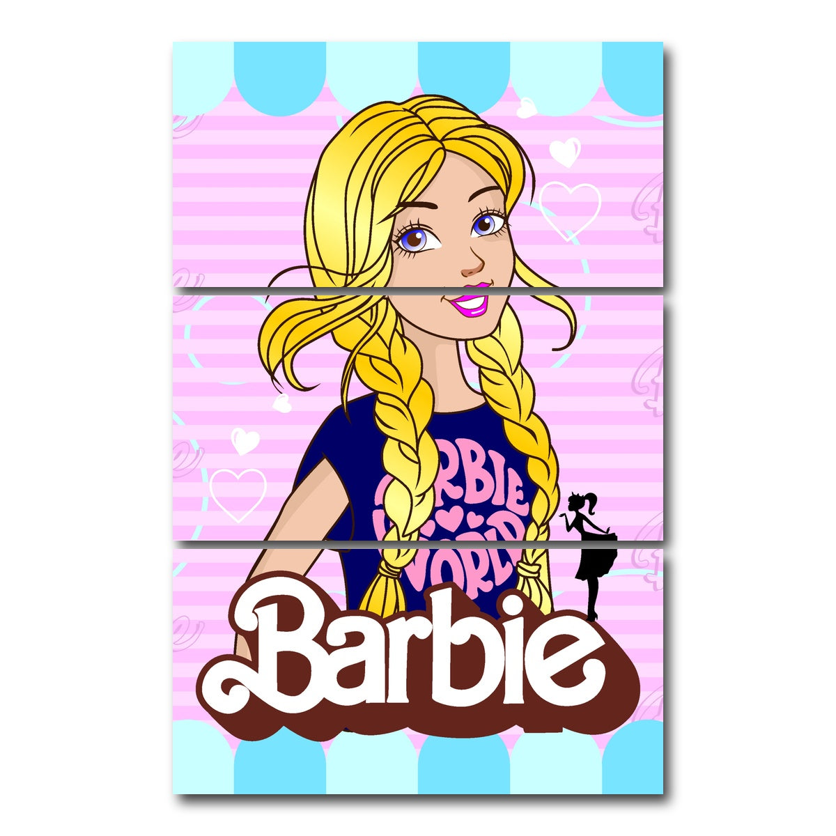 AUTO-MOCKUP WHITE | Barbie Girl | 3 Piece | Gallery Wrap Canvas | group=12x24_stacked