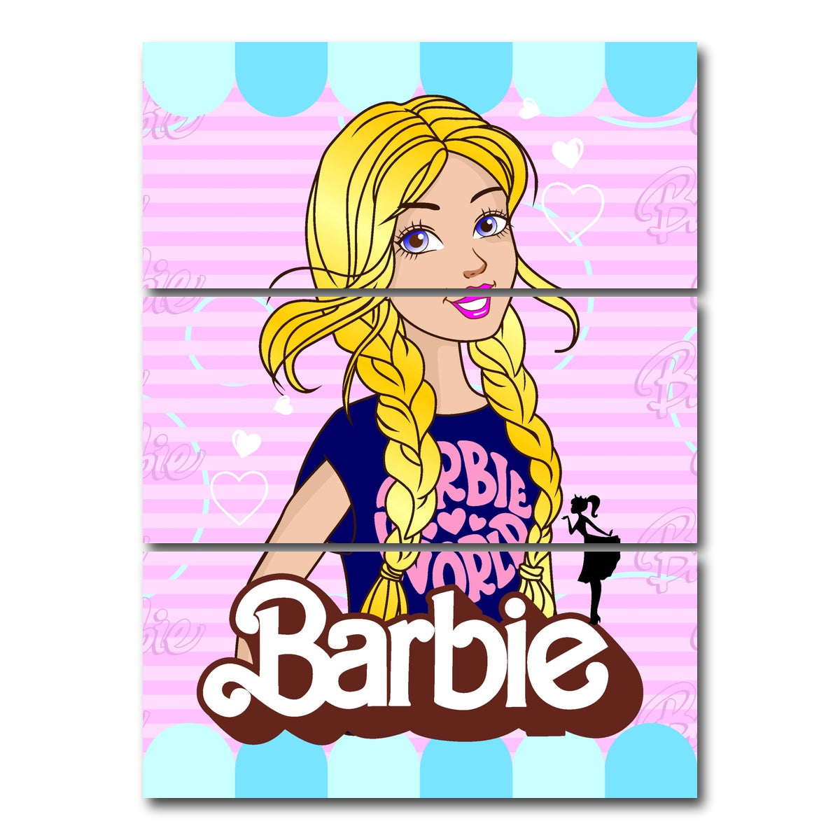AUTO-MOCKUP WHITE | Barbie Girl | 3 Piece | Gallery Wrap Canvas | group=8x18_stacked