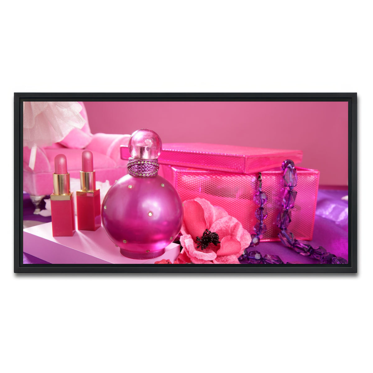 AUTO-MOCKUP WHITE | Barbie style makeup vanity | 1 Piece | Black Framed Canvas | group=2x1