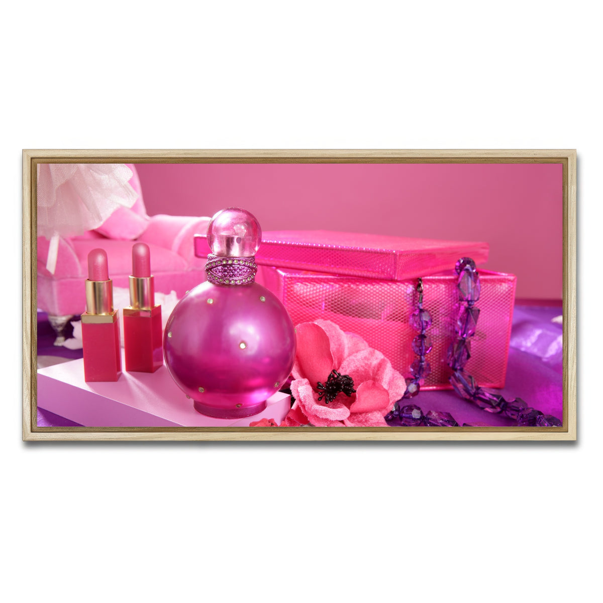 AUTO-MOCKUP WHITE | Barbie style makeup vanity | 1 Piece | Natural Framed Canvas | group=2x1