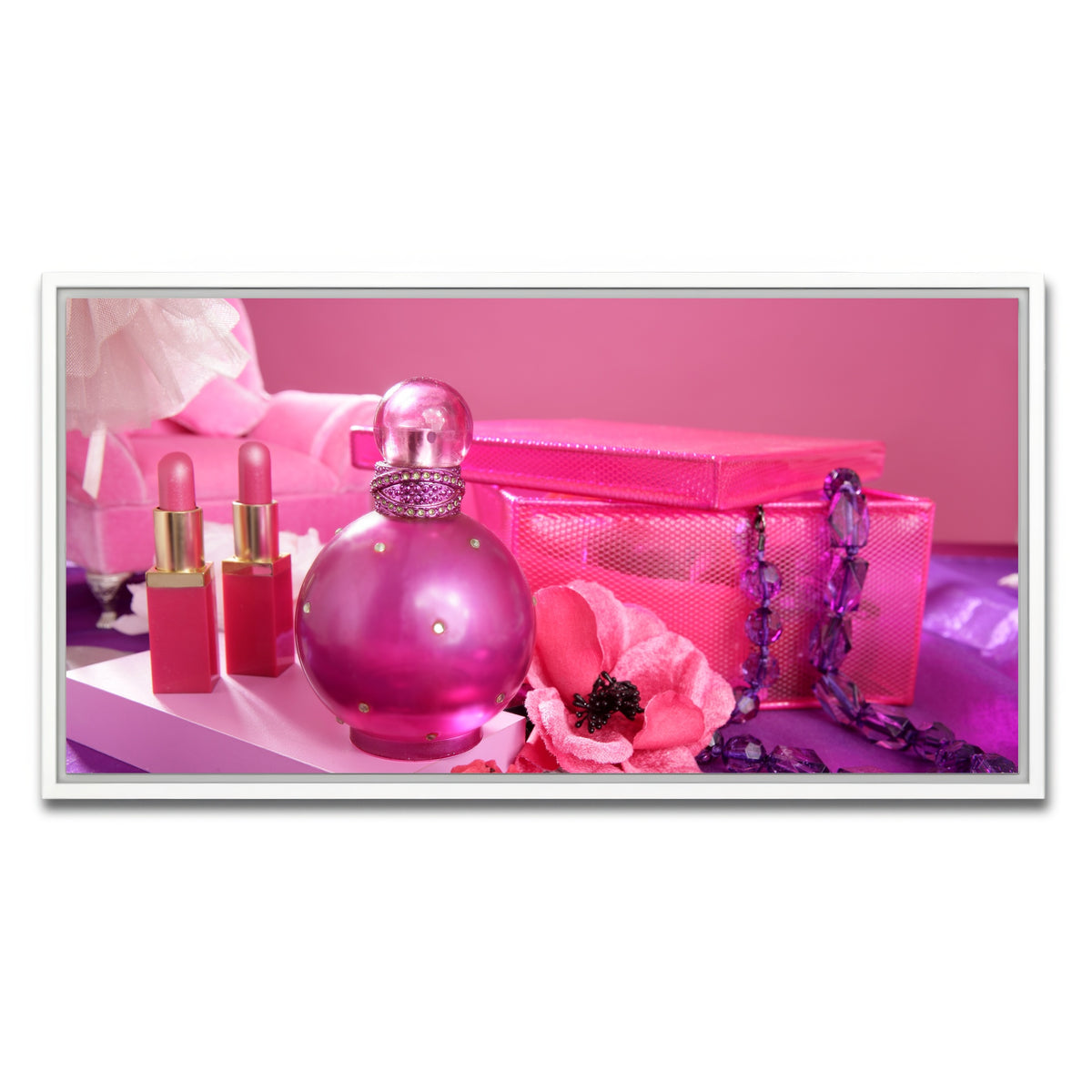 AUTO-MOCKUP WHITE | Barbie style makeup vanity | 1 Piece | White Framed Canvas | group=2x1