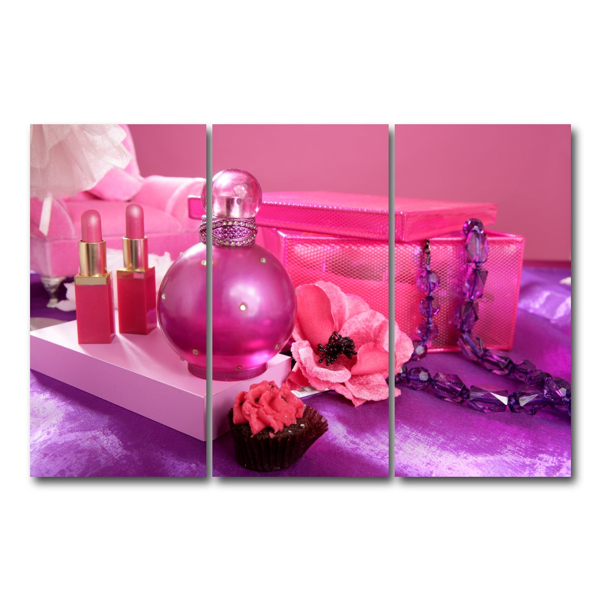 AUTO-MOCKUP WHITE | Barbie style makeup vanity | 3 Piece | Gallery Wrap Canvas | group=12x24