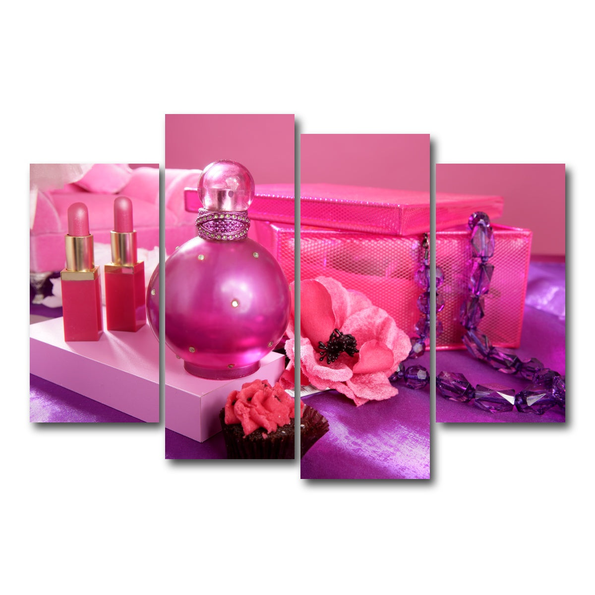 AUTO-MOCKUP WHITE | Barbie style makeup vanity | 4 Piece | Gallery Wrap Canvas | group=4_short