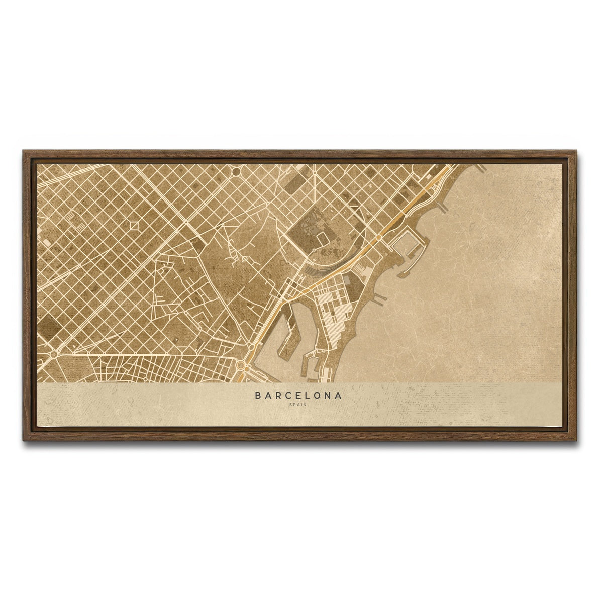 AUTO-MOCKUP WHITE | Barcelona | 1 Piece | Walnut Framed Canvas | group=2x1