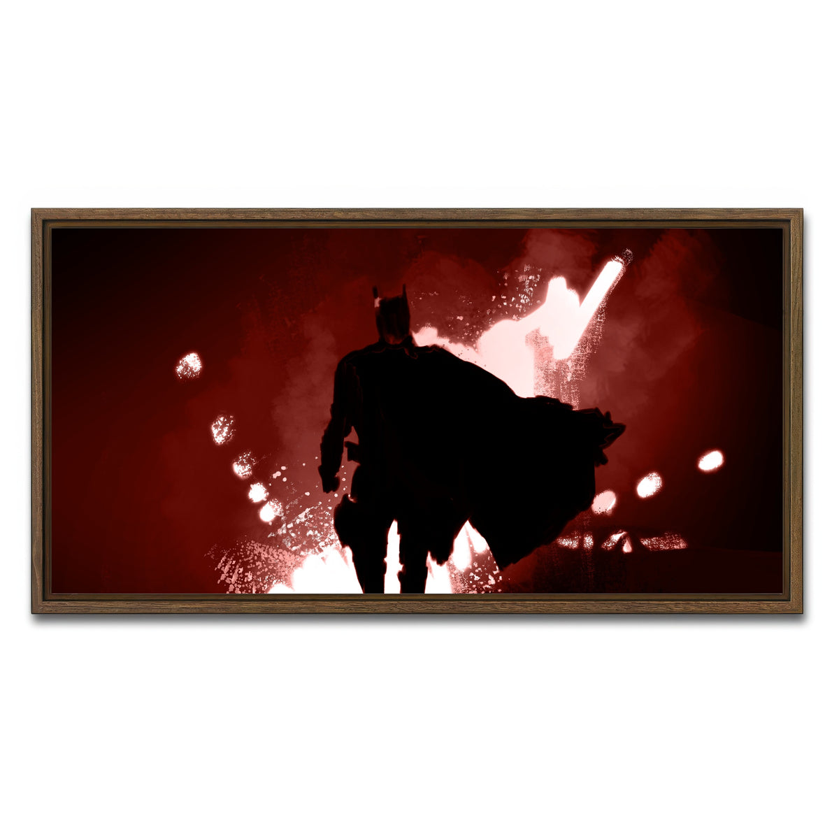 AUTO-MOCKUP WHITE | Bat Man's Vengeance | 1 Piece | Walnut Framed Canvas | group=2x1