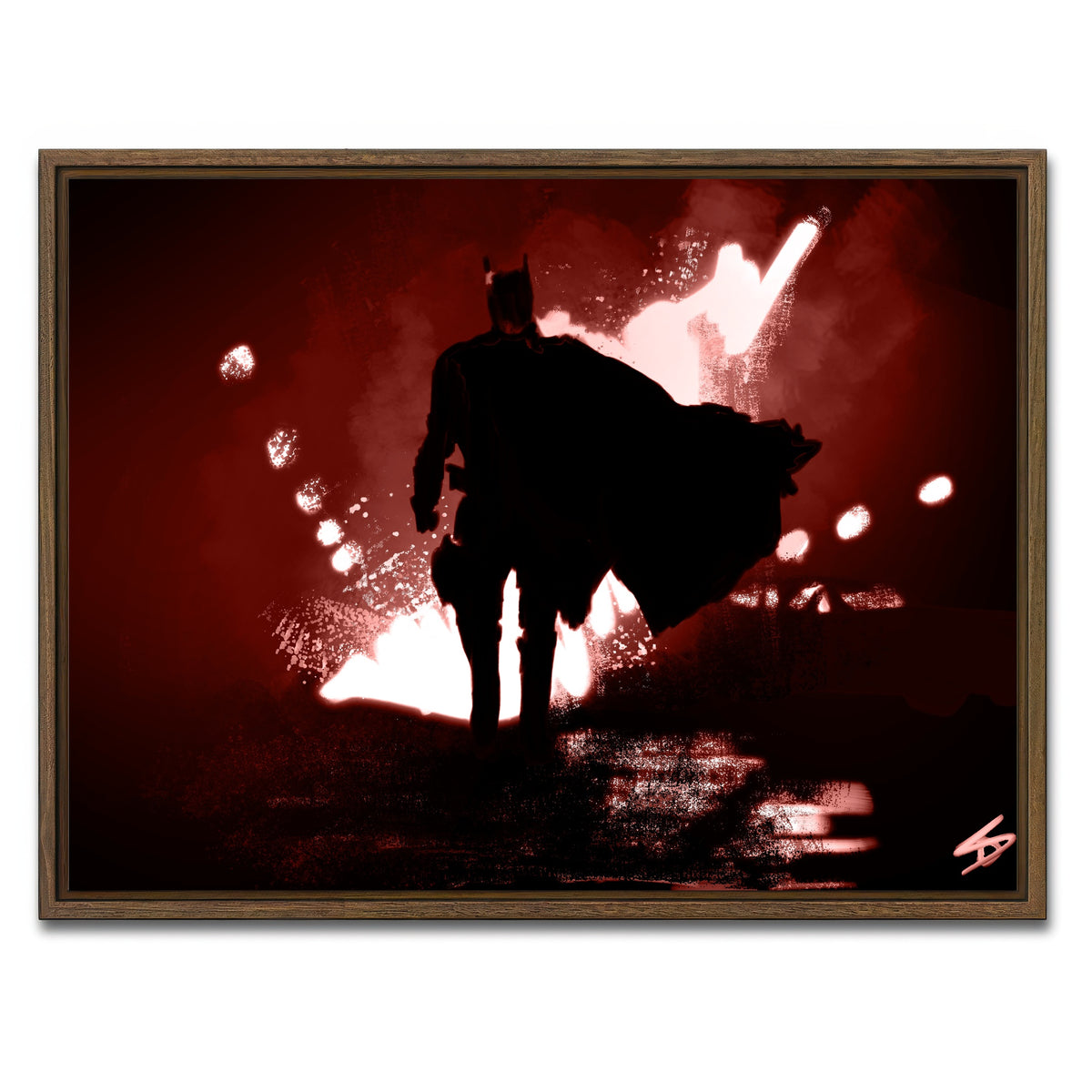 AUTO-MOCKUP WHITE | Bat Man's Vengeance | 1 Piece | Walnut Framed Canvas | group=4x3