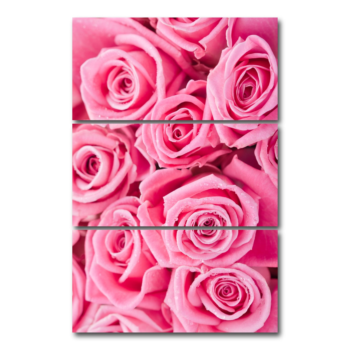 AUTO-MOCKUP WHITE | Batch of Pink Roses | 3 Piece | Gallery Wrap Canvas | group=12x24_stacked