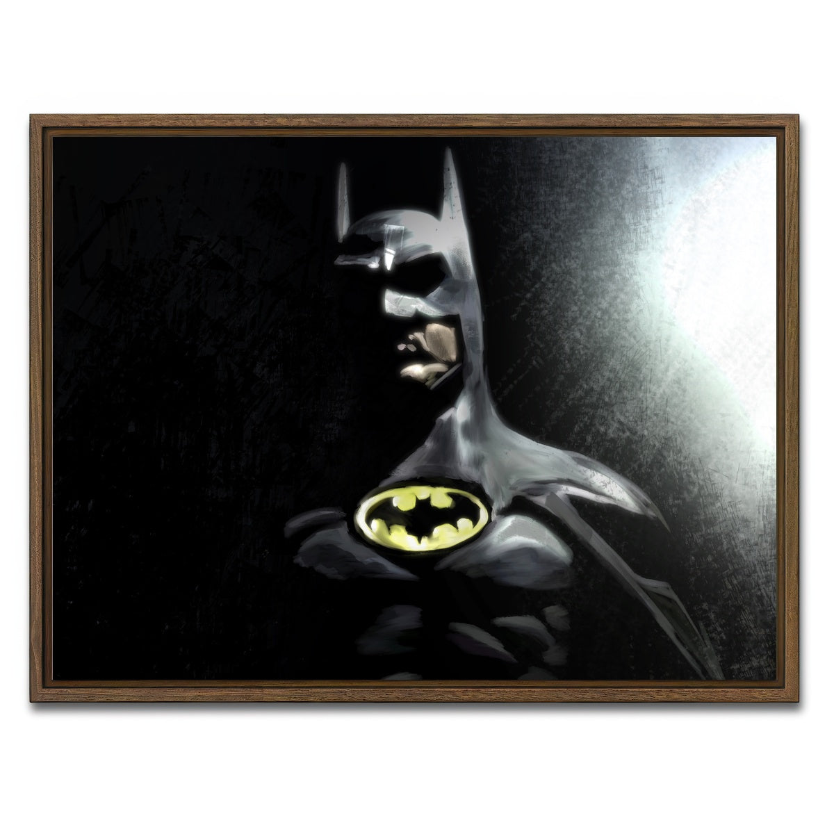 AUTO-MOCKUP WHITE | Batman In The Light | 1 Piece | Walnut Framed Canvas | group=4x3