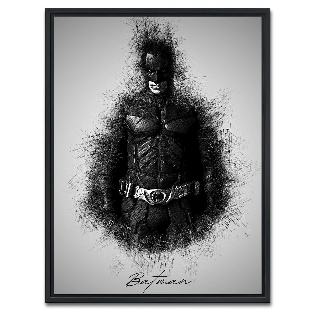 AUTO-MOCKUP WHITE | Batman Sketch | 1 Piece | Black Framed Canvas | group=3x4
