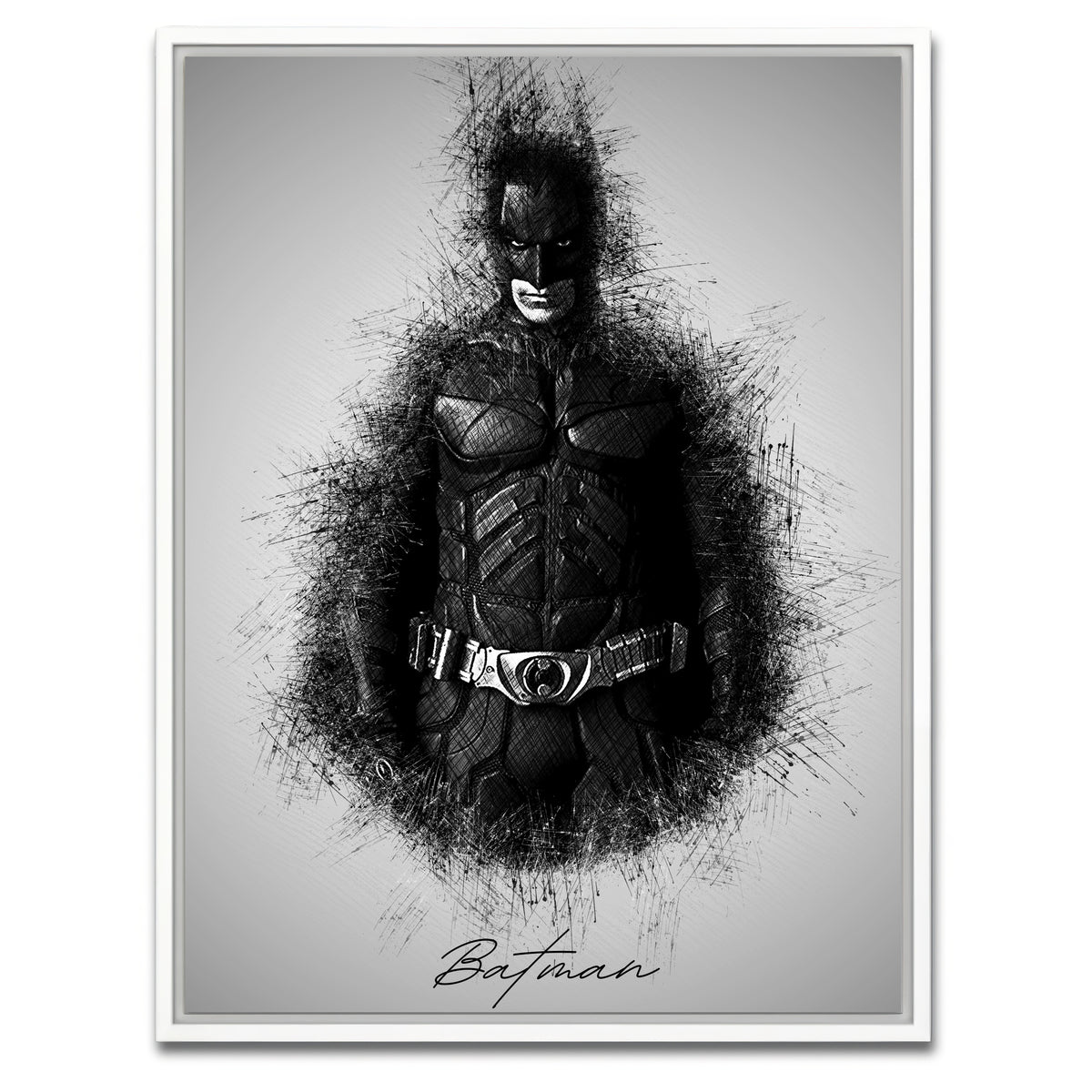 AUTO-MOCKUP WHITE | Batman Sketch | 1 Piece | White Framed Canvas | group=3x4