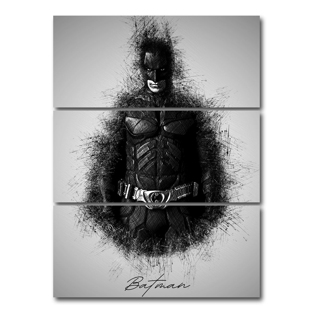 AUTO-MOCKUP WHITE | Batman Sketch | 3 Piece | Gallery Wrap Canvas | group=8x18_stacked