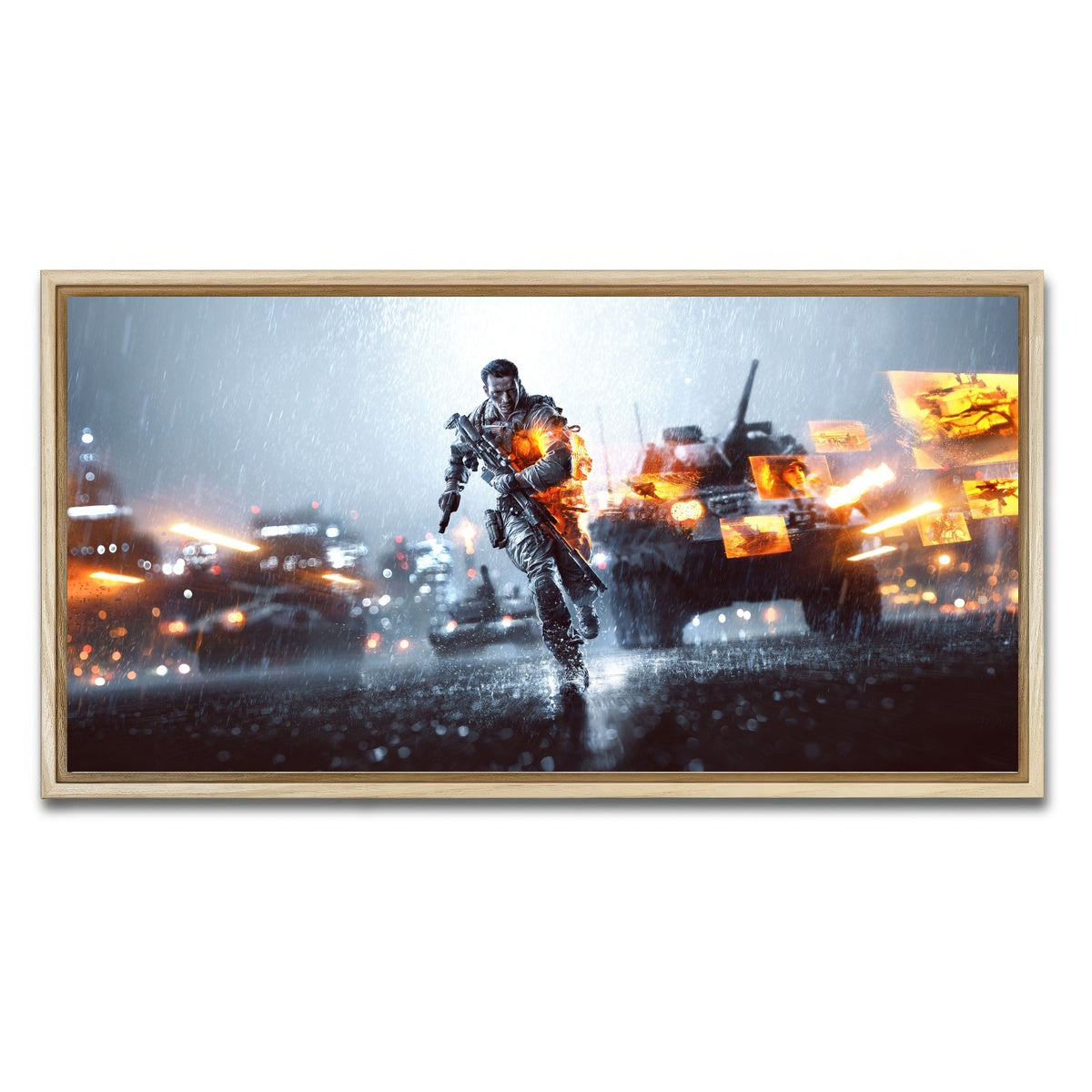AUTO-MOCKUP WHITE | Battlefield | 1 Piece | Natural Framed Canvas | group=2x1