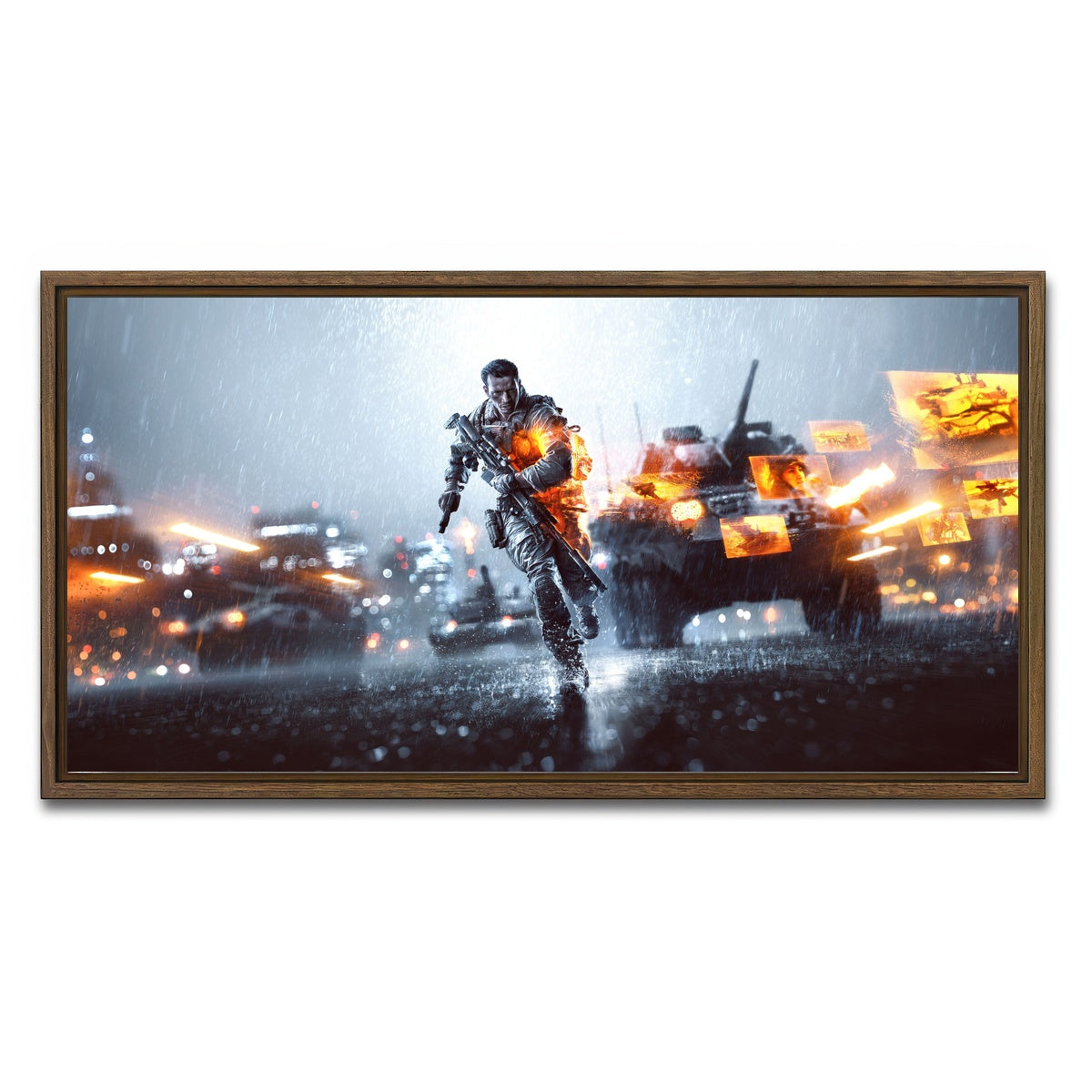 AUTO-MOCKUP WHITE | Battlefield | 1 Piece | Walnut Framed Canvas | group=2x1