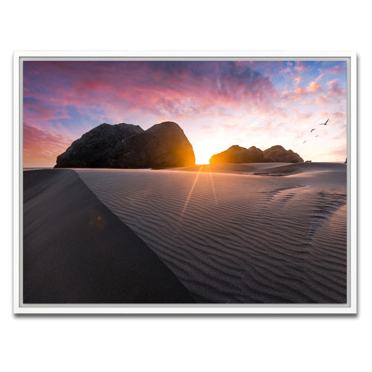AUTO-MOCKUP WHITE | Beach Sunset | 1 Piece | White Framed Canvas | group=4x3