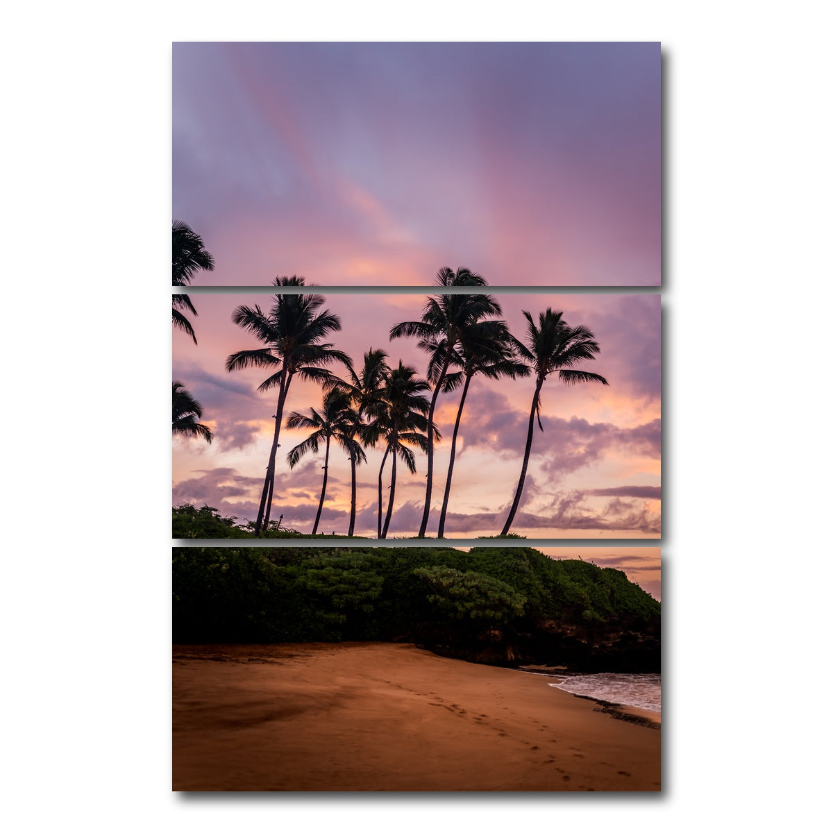 AUTO-MOCKUP WHITE | Beach at Dawn | 3 Piece | Gallery Wrap Canvas | group=12x24_stacked