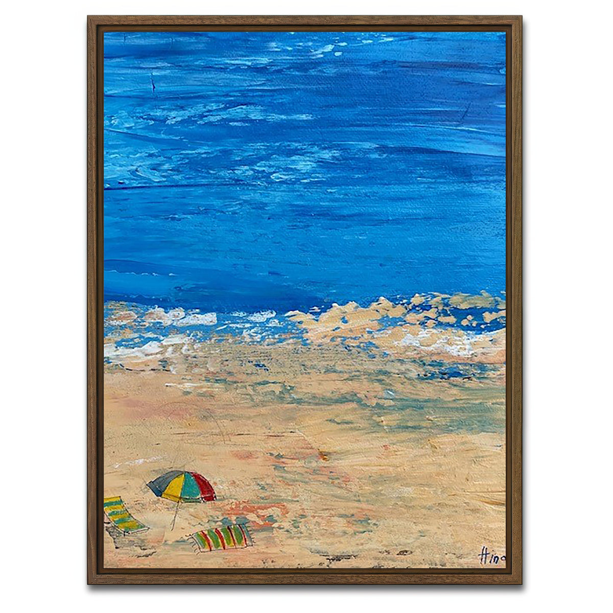 AUTO-MOCKUP WHITE | Beach day 1 | 1 Piece | Walnut Framed Canvas | group=3x4