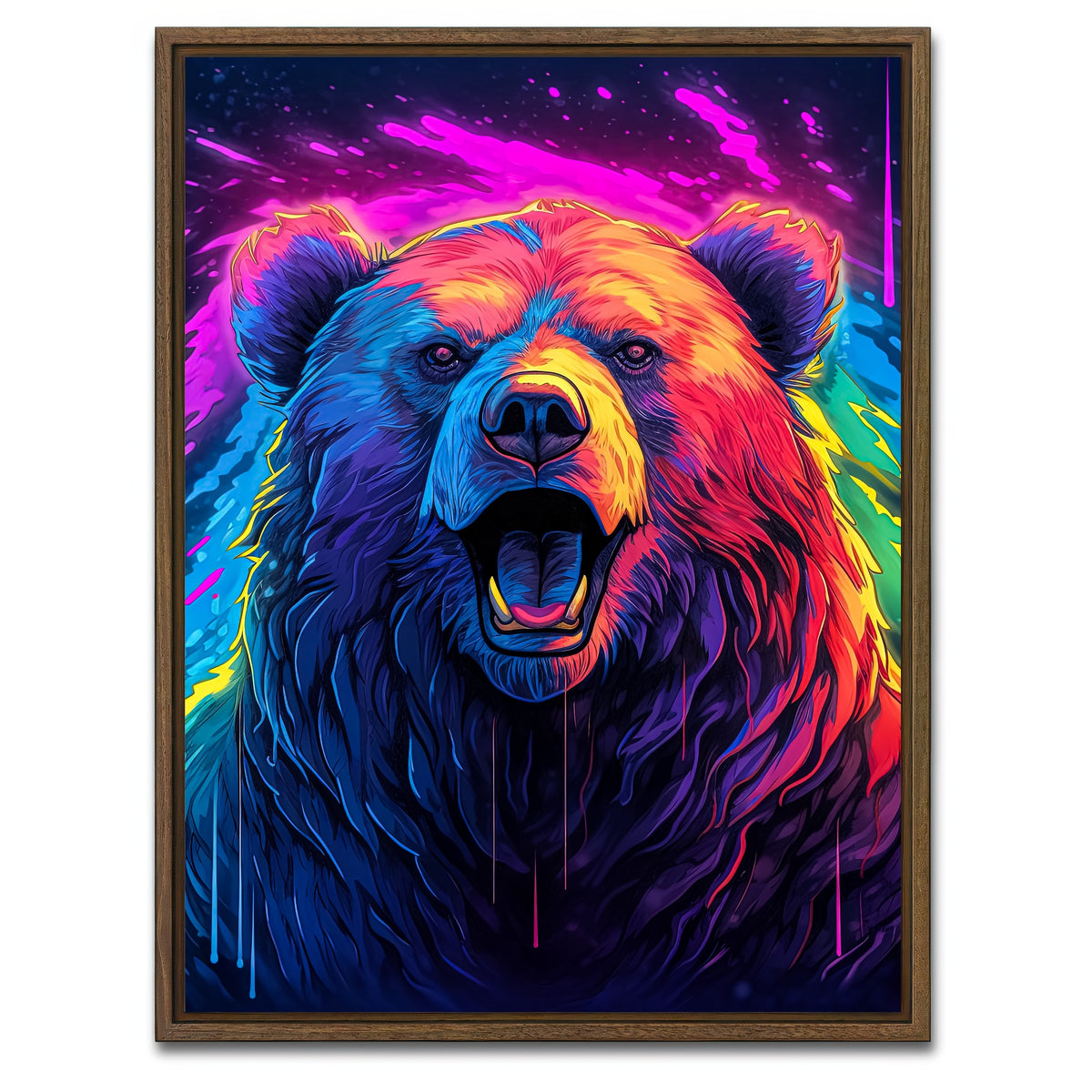 AUTO-MOCKUP WHITE | Bear Art | 1 Piece | Walnut Framed Canvas | group=3x4