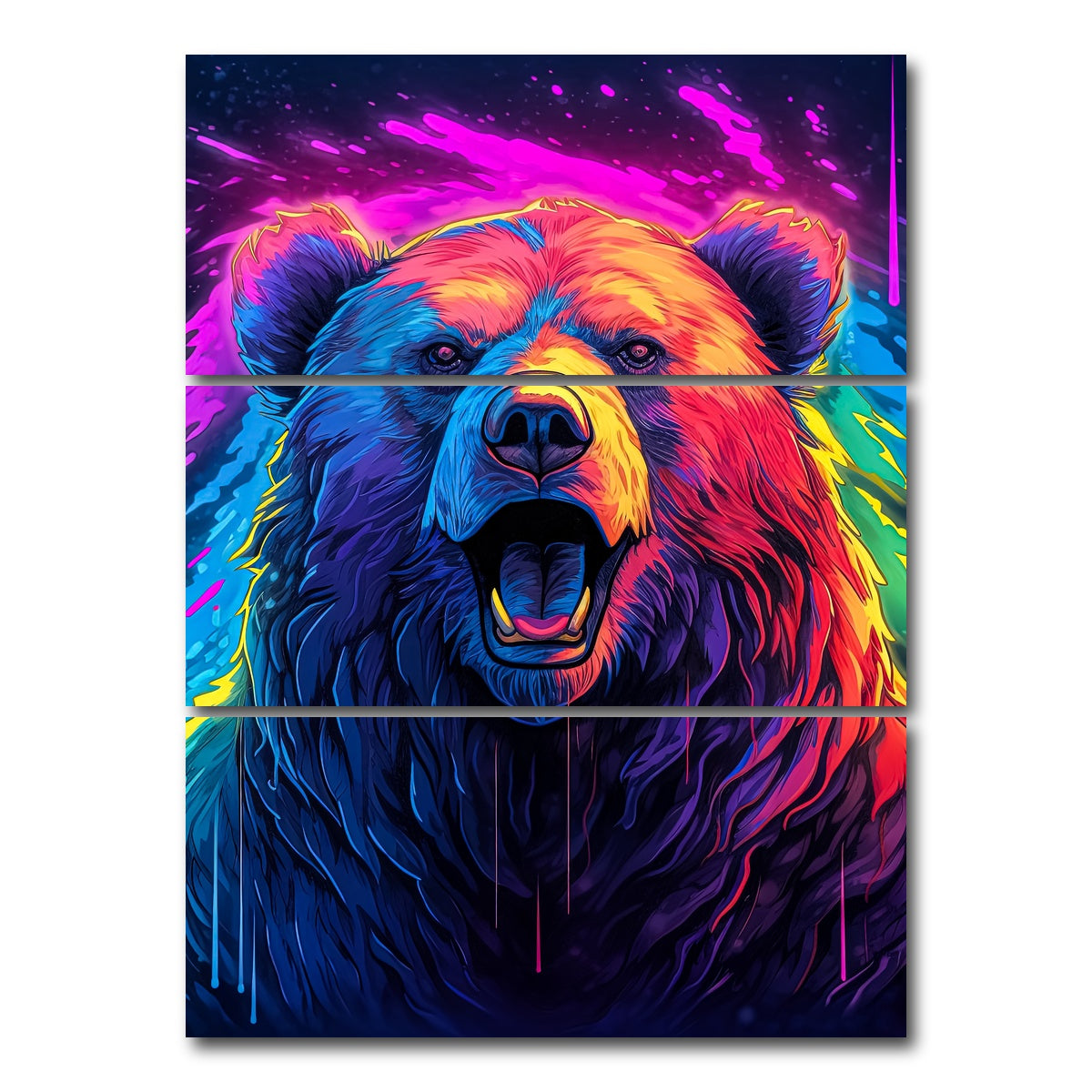 AUTO-MOCKUP WHITE | Bear Art | 3 Piece | Gallery Wrap Canvas | group=8x18_stacked