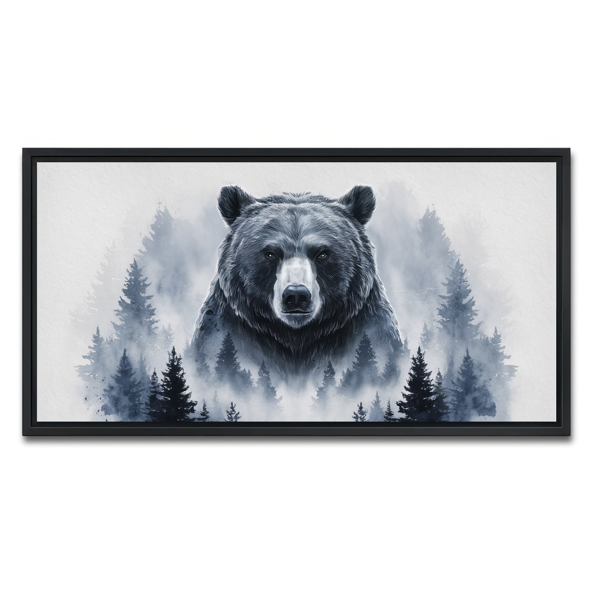 AUTO-MOCKUP WHITE | Bear Forest | 1 Piece | Black Framed Canvas | group=2x1