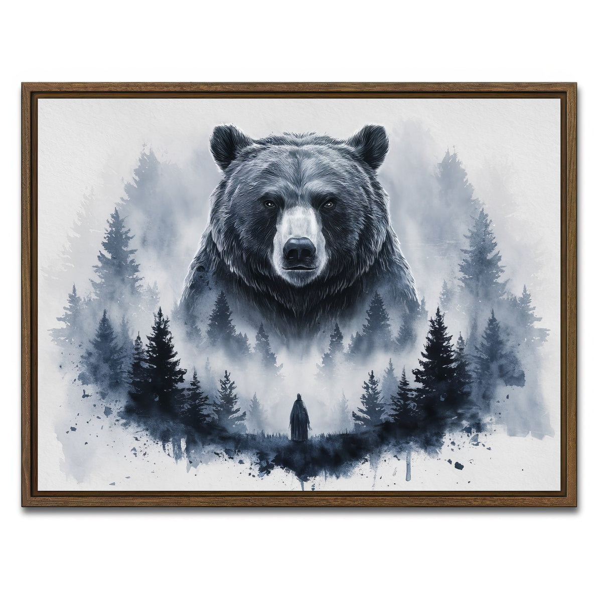 AUTO-MOCKUP WHITE | Bear Forest | 1 Piece | Walnut Framed Canvas | group=4x3