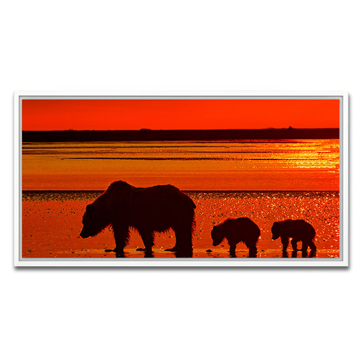 AUTO-MOCKUP WHITE | Bear & Her Cubs Wall Art | 1 Piece | White Frame | group=2x1