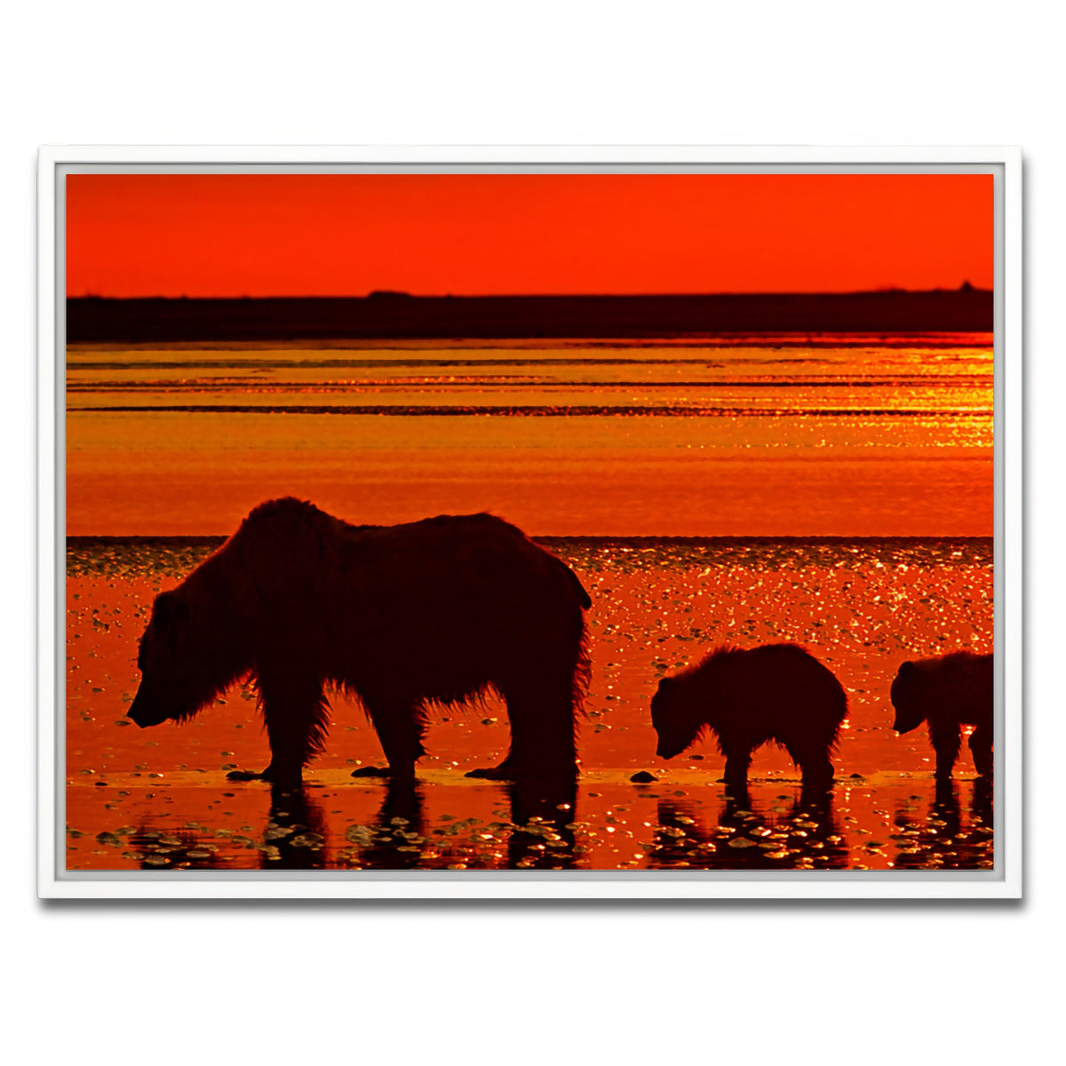 AUTO-MOCKUP WHITE | Bear & Her Cubs Wall Art | 1 Piece | White Frame | group=4x3