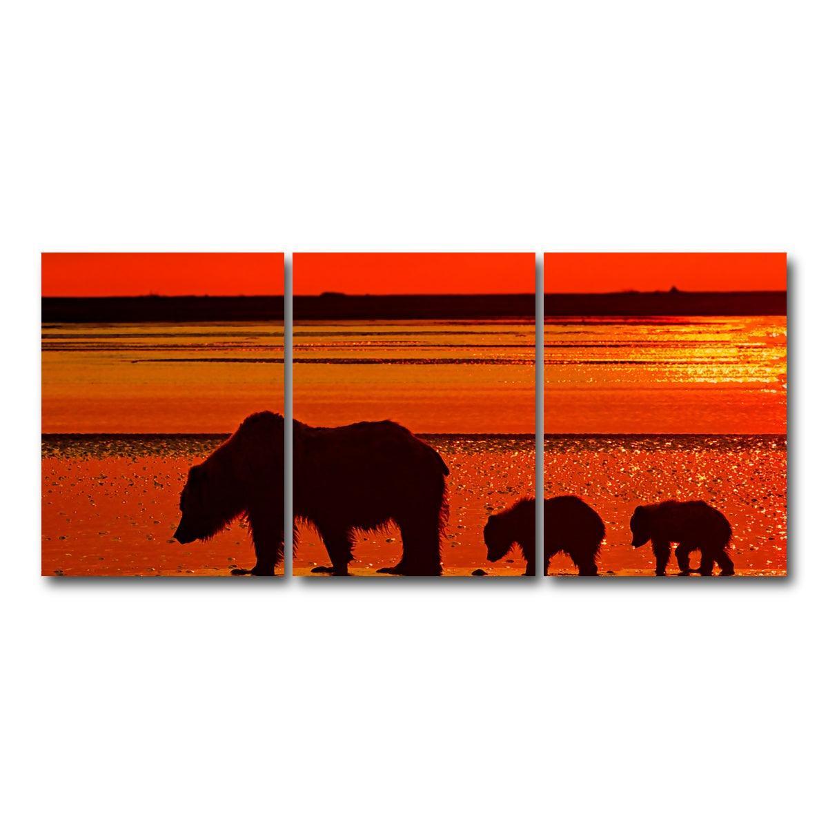 AUTO-MOCKUP WHITE | Bear & Her Cubs Wall Art | 3 Piece | Gallery Wrapped | group=18x24