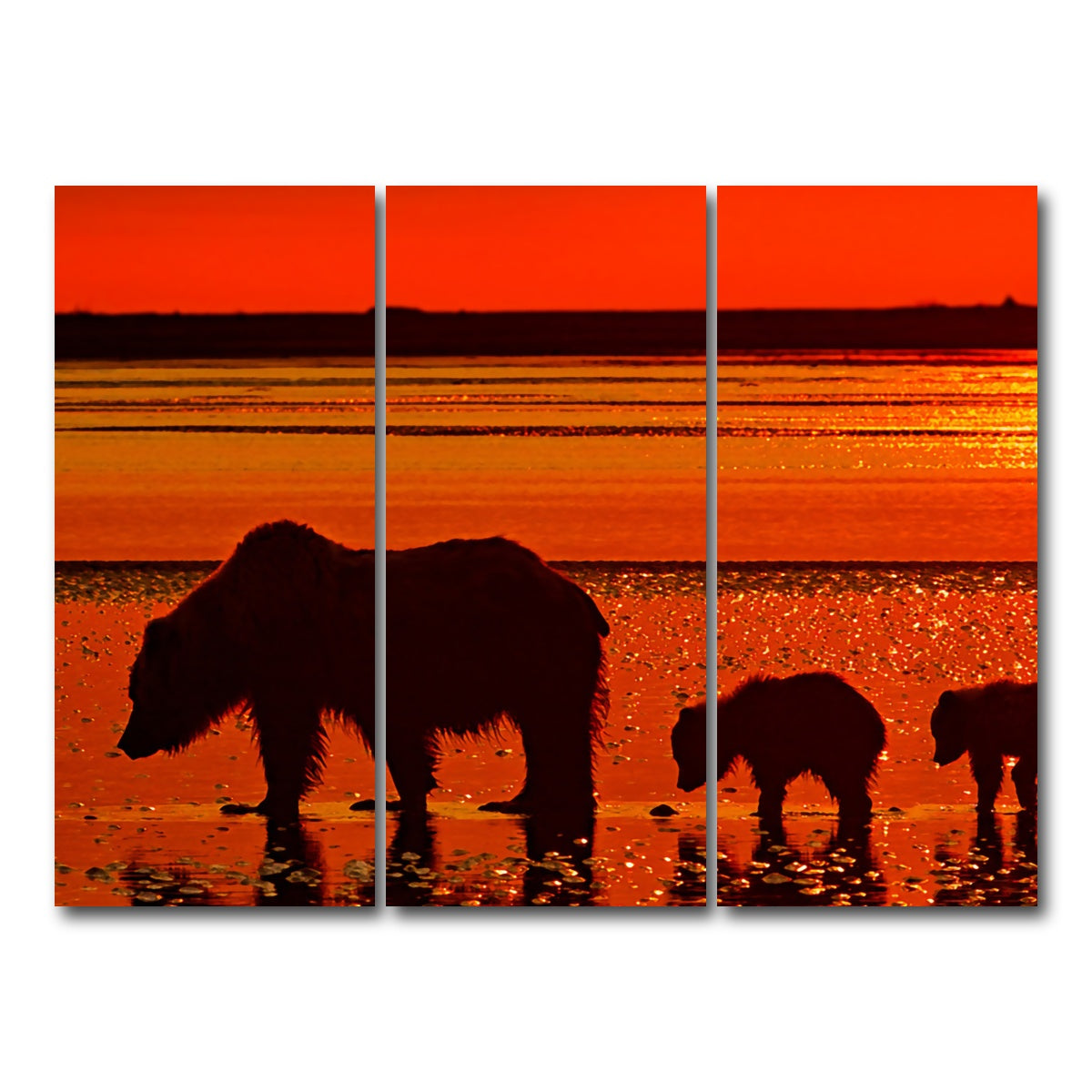 AUTO-MOCKUP WHITE | Bear & Her Cubs Wall Art | 3 Piece | Gallery Wrapped | group=8x18