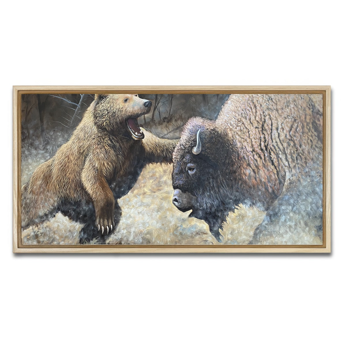 AUTO-MOCKUP WHITE | Bear and Buffalo | 1 Piece | Natural Framed Canvas | group=2x1