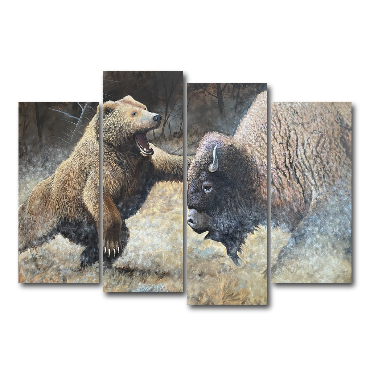 AUTO-MOCKUP WHITE | Bear and Buffalo | 4 Piece | Gallery Wrap Canvas | group=4_normal