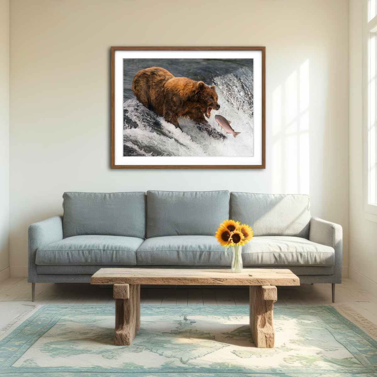 AUTO-MOCKUP ROOM | Bear Catching Salmon Wall Art