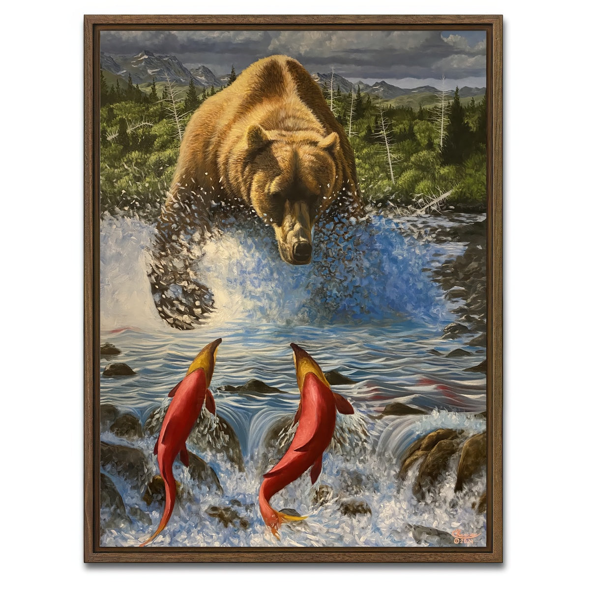 AUTO-MOCKUP WHITE | Bear on the Hunt | 1 Piece | Walnut Framed Canvas | group=3x4