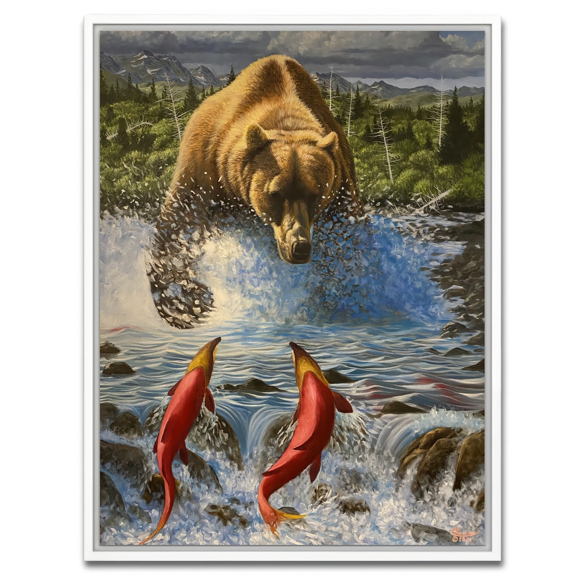 AUTO-MOCKUP WHITE | Bear on the Hunt | 1 Piece | White Framed Canvas | group=3x4