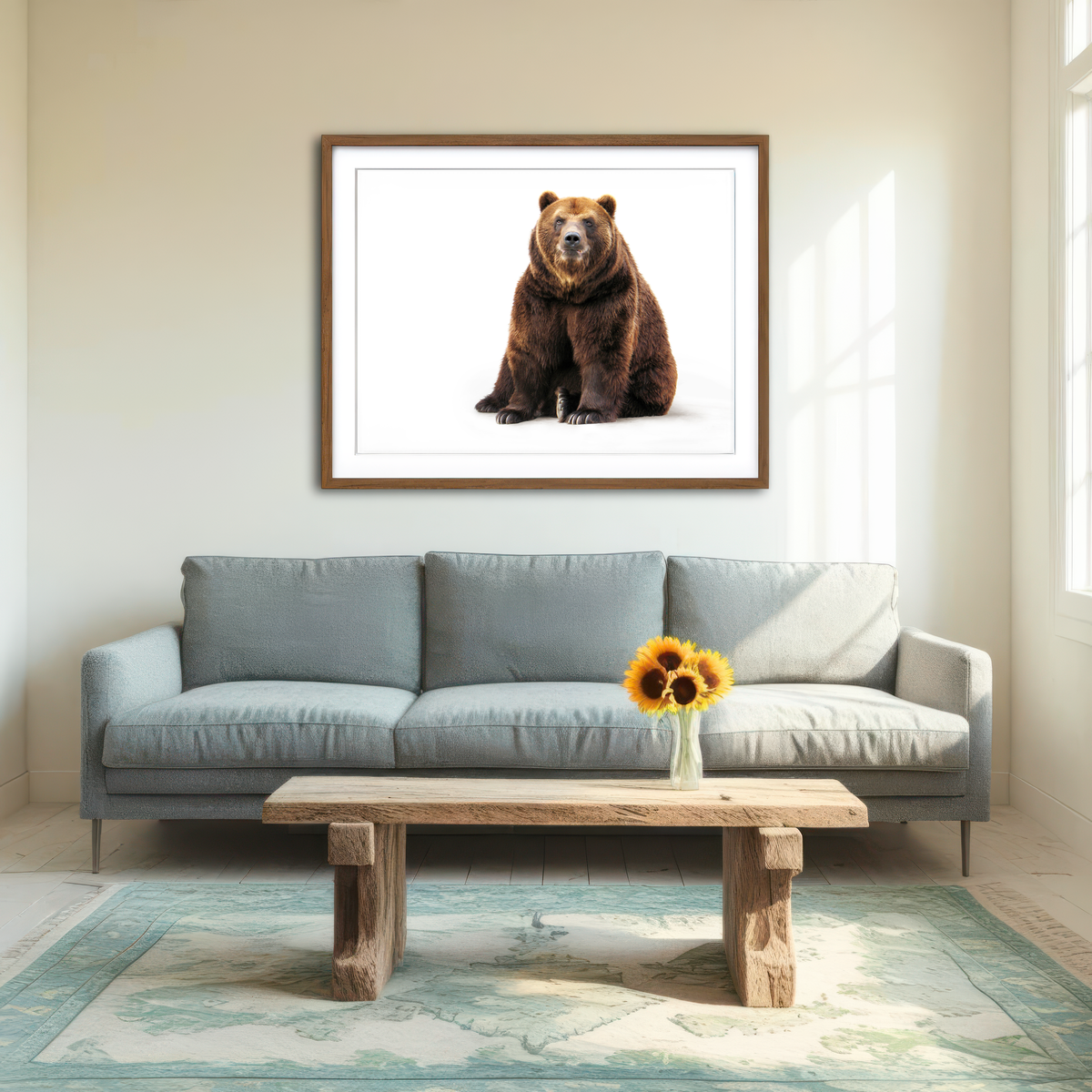 AUTO-MOCKUP ROOM | Bear on White Wall Art