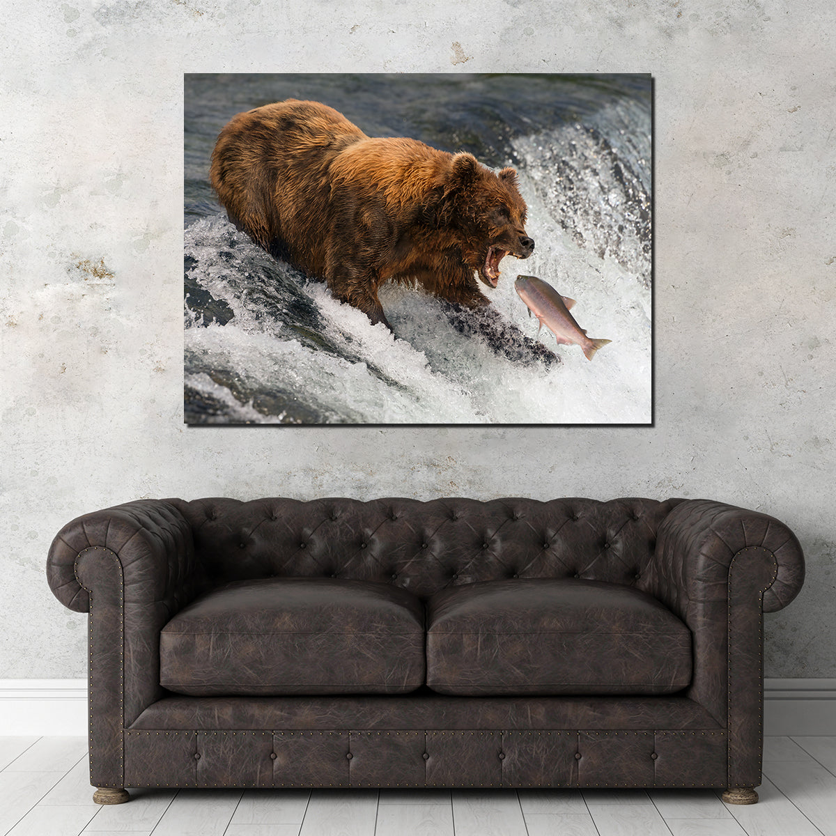 Bear Catching Salmon Wall Art