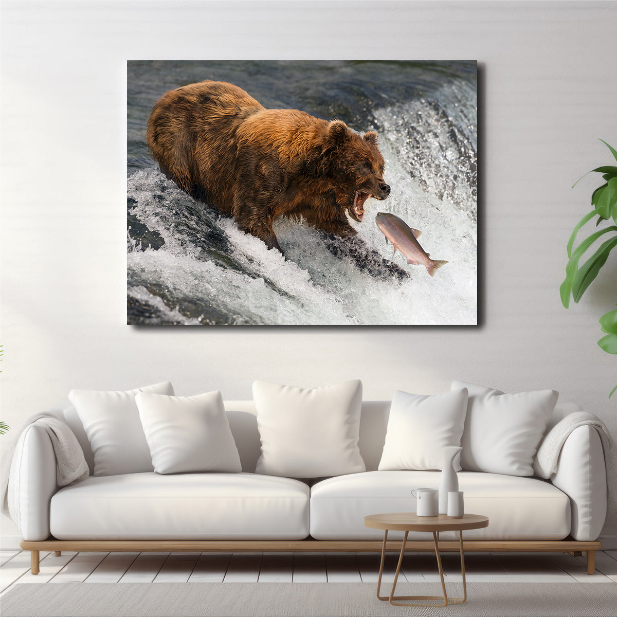 Bear Catching Salmon Wall Art