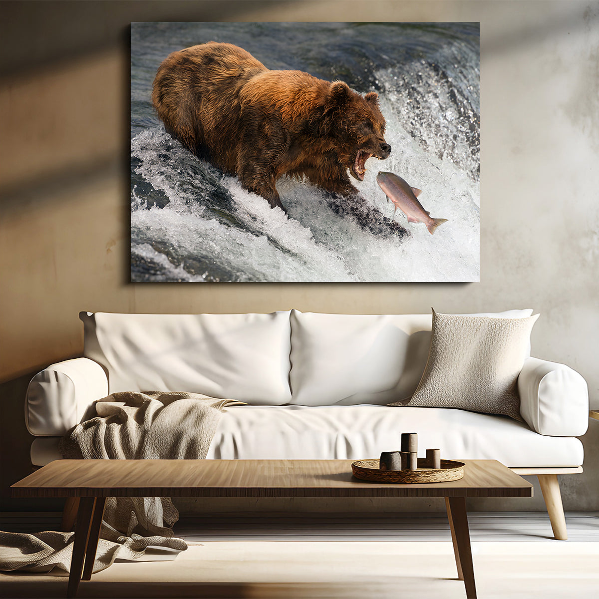 Bear Catching Salmon Wall Art
