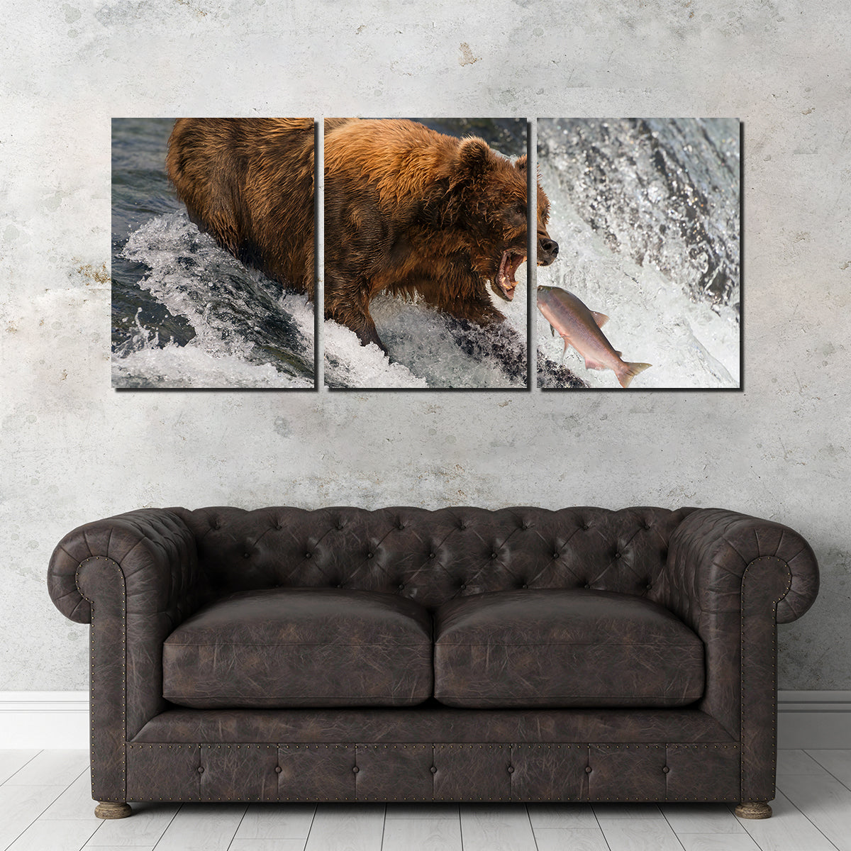 Bear Catching Salmon Wall Art