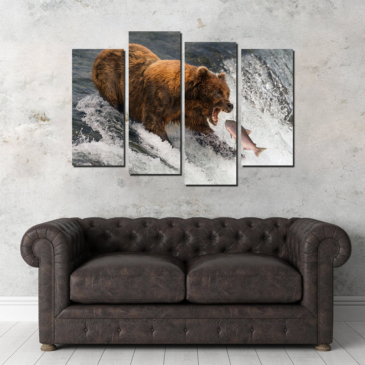 Bear Catching Salmon Wall Art